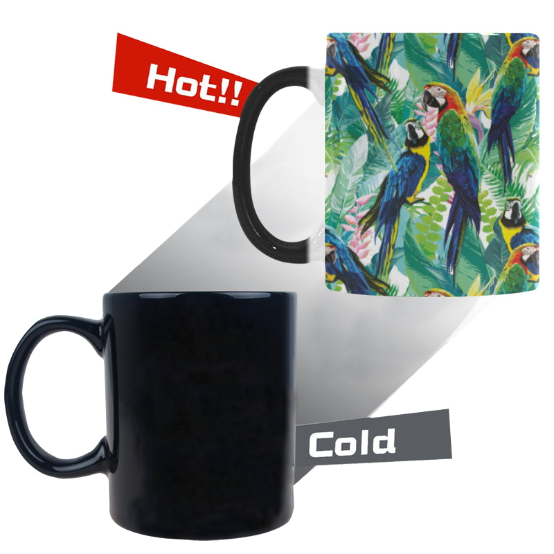 Colorful parrot exotic flower leaves Morphing Mug Heat Changing Mug