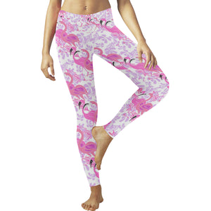 Pink flamingo flower pattern Women's Legging Fulfilled In US