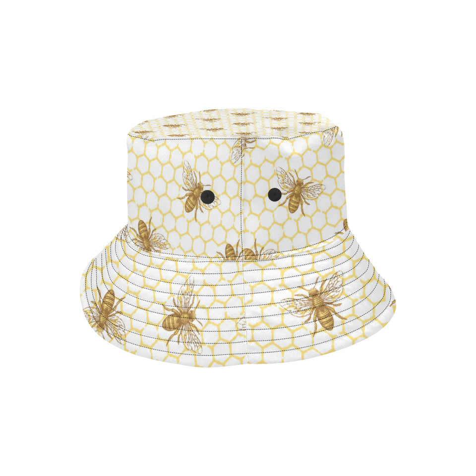 Bee honeycomb seamless design pattern Unisex Bucket Hat