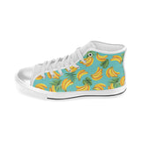 Banana Palm Leaves pattern background Women's High Top Canvas Shoes White