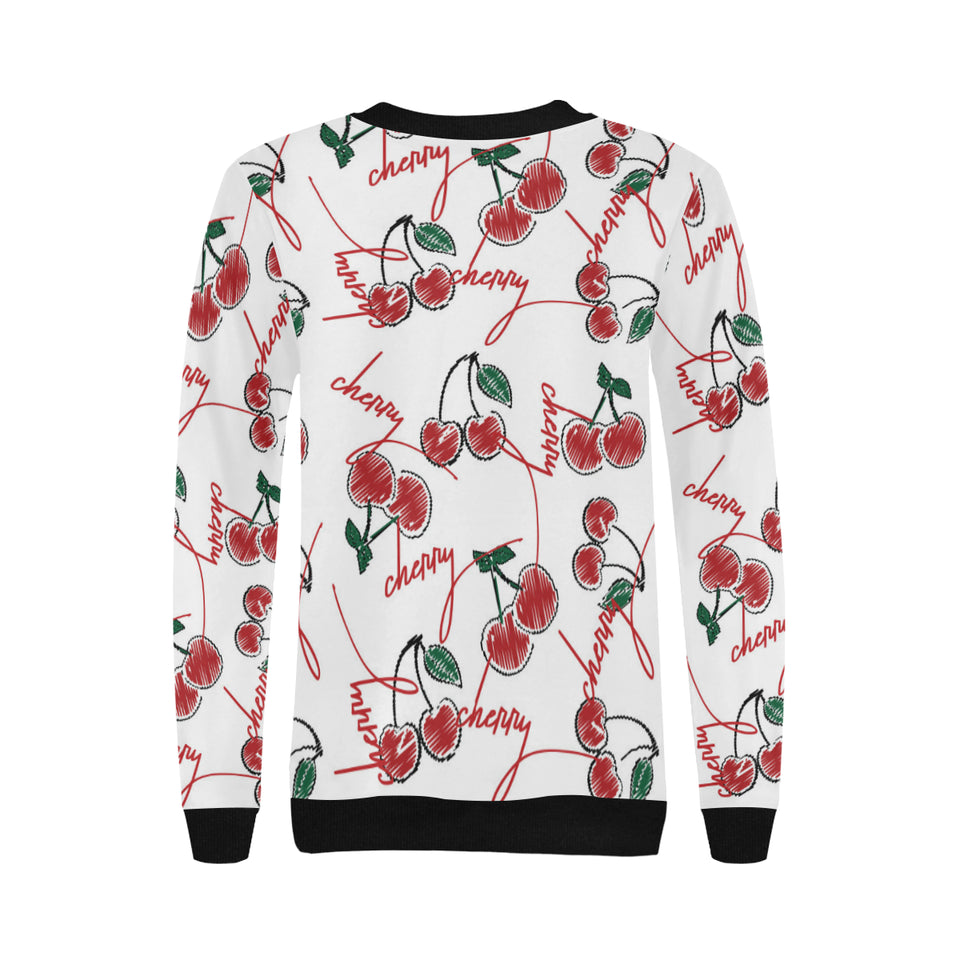Hand drawn cherry pattern Women's Crew Neck Sweatshirt
