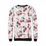 Hand drawn cherry pattern Women's Crew Neck Sweatshirt