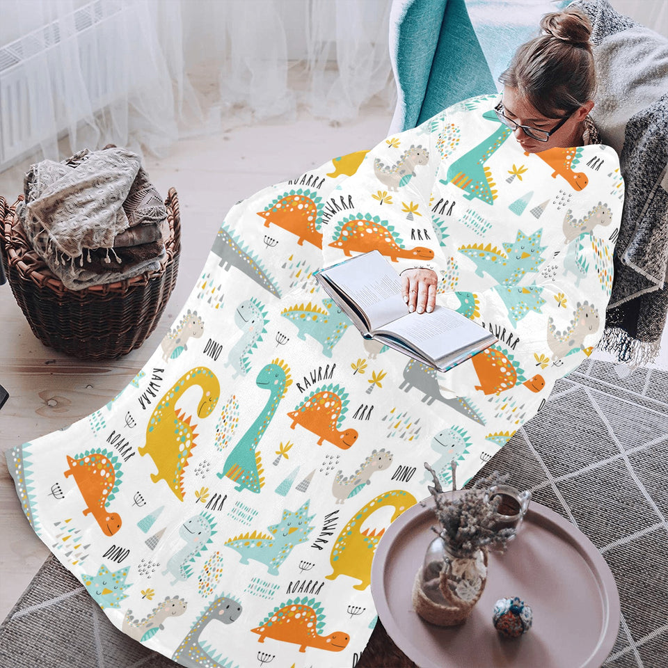 Cute funny kids dinosaurs pattern Blanket Robe with Sleeves