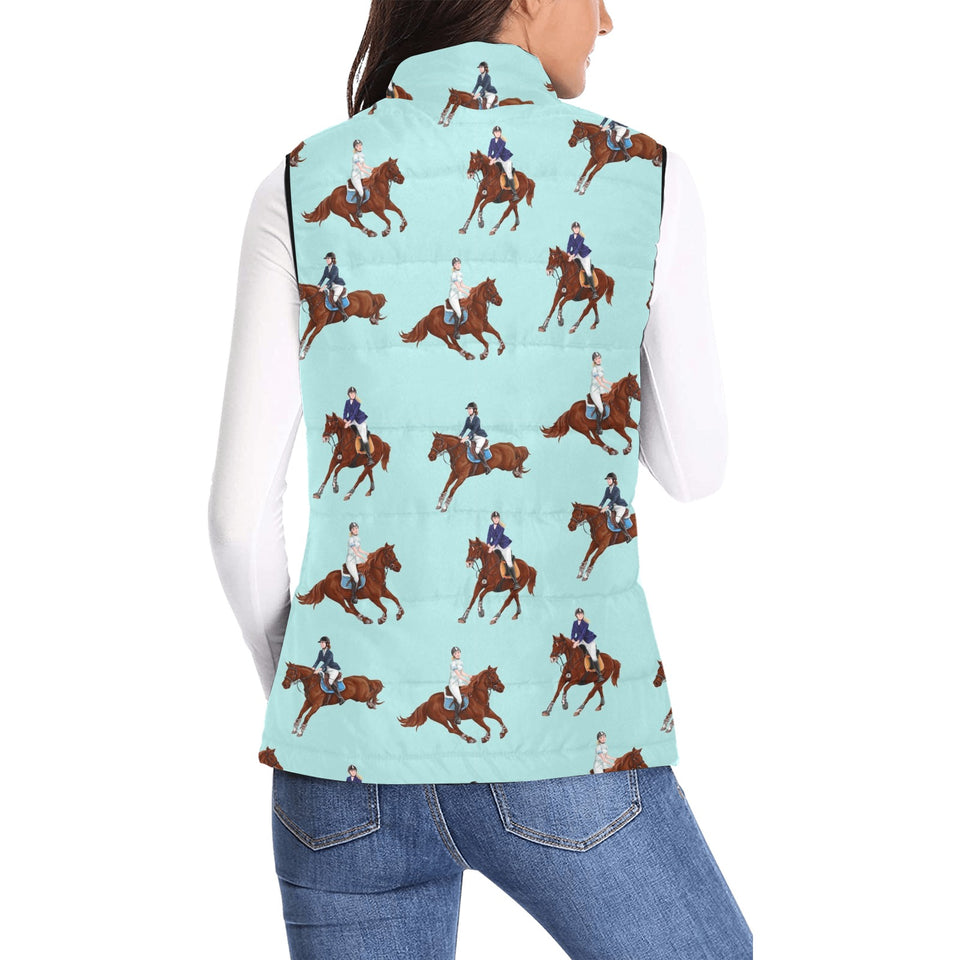 Horses running horses rider pattern Women's Padded Vest