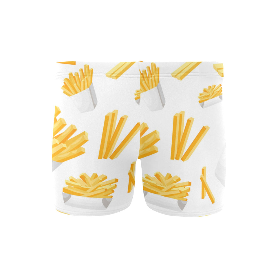 French fries white paper box pattern Men's Swimming Trunks