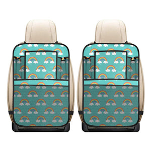 Rainbow pattern green background Car Seat Back Organizer