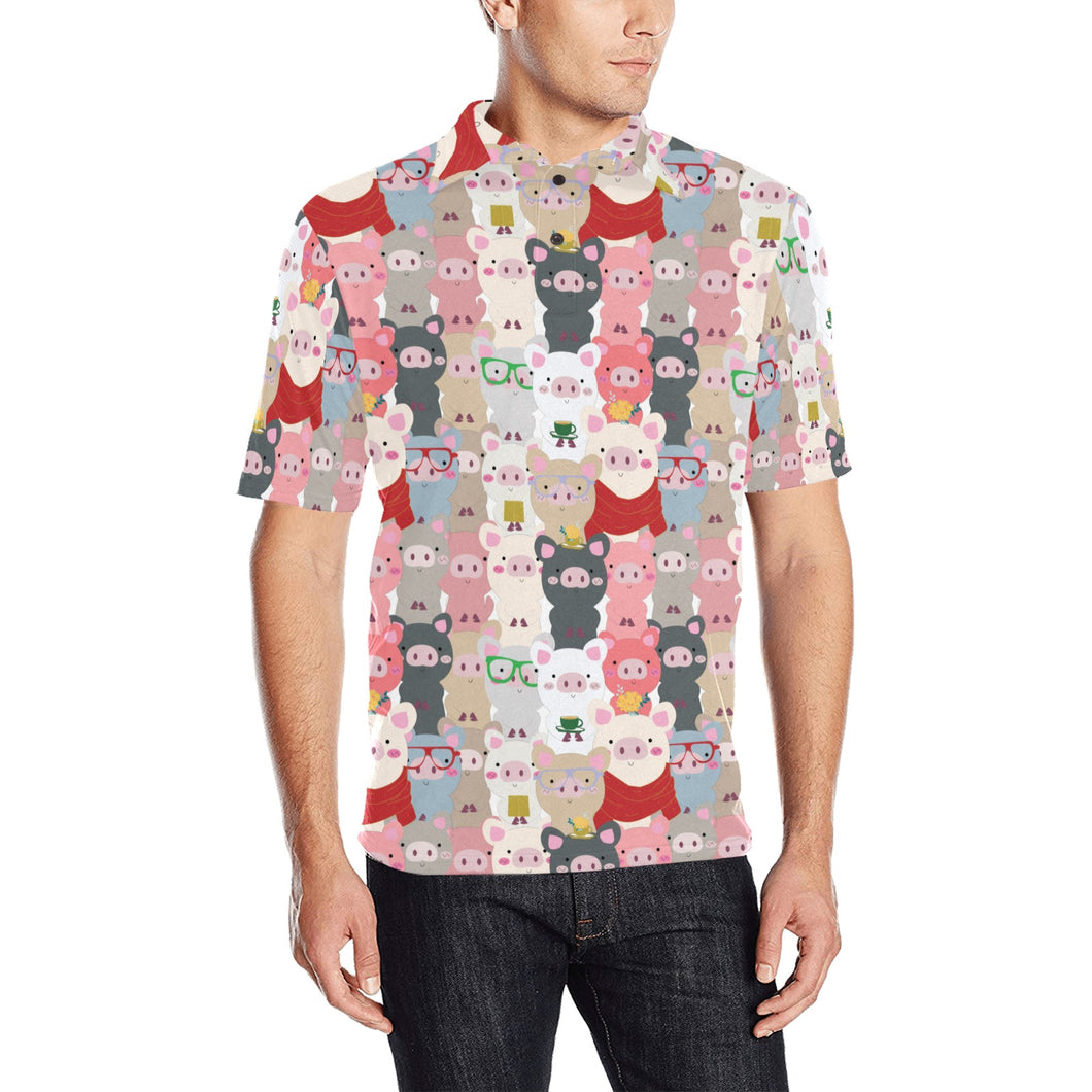 Pig Pattern Print Design 02 Men's All Over Print Polo Shirt