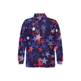 Red blue star pattern Men's Long Sleeve Polo Shirt