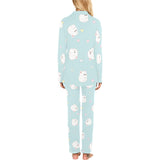 White cute hamsters heart pattern Women's Long Pajama Set