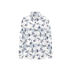 Swallow Pattern Print Design 05 Women's Long Sleeve Polo Shirt