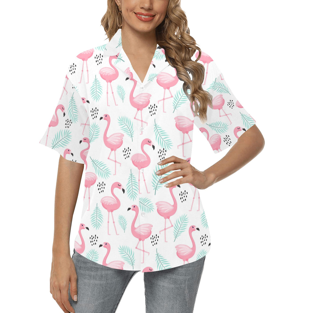 Cute flamingo pattern Women's All Over Print Hawaiian Shirt