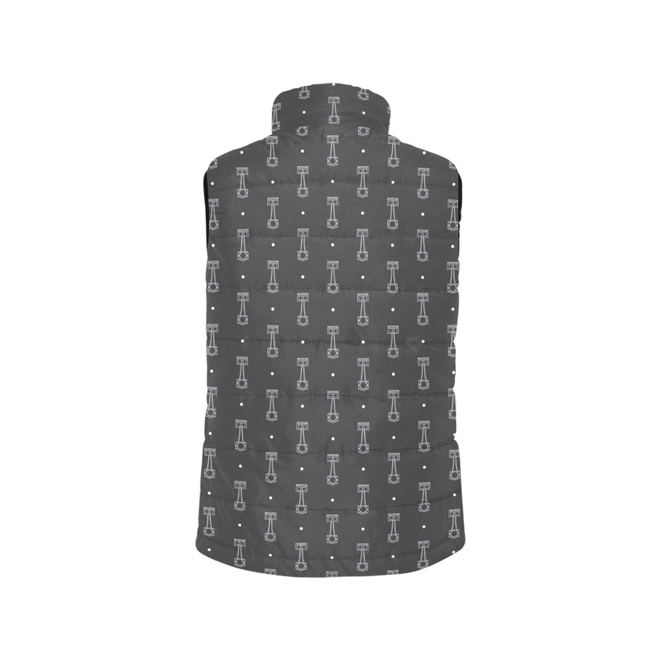 Engine Piston Black Background Pattern Design 02 Women's Padded Vest