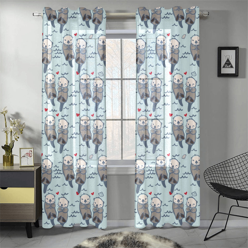 Lovely Sea Otter Pattern Gauze Curtain