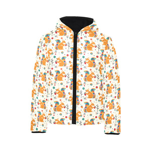 Squirrel Pattern Print Design 04 Kids' Boys' Girls' Padded Hooded Jacket