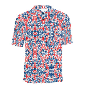 Blue Red Eiffel Tower Pattern Print Design 02 Men's All Over Print Polo Shirt
