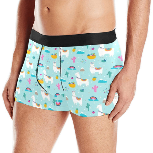 Llama alpaca cactus leaves pattern Men's All Over Print Boxer Briefs Men's Underwear