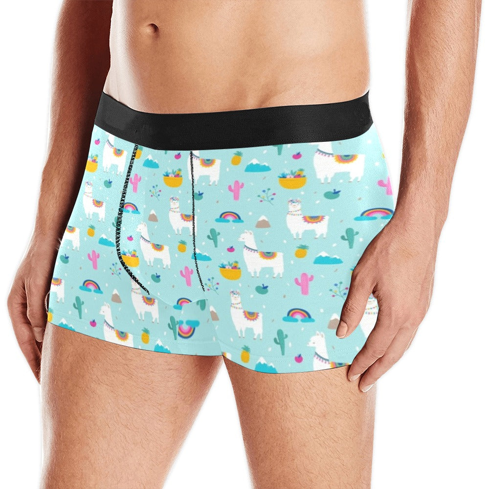 Llama alpaca cactus leaves pattern Men's All Over Print Boxer Briefs Men's Underwear