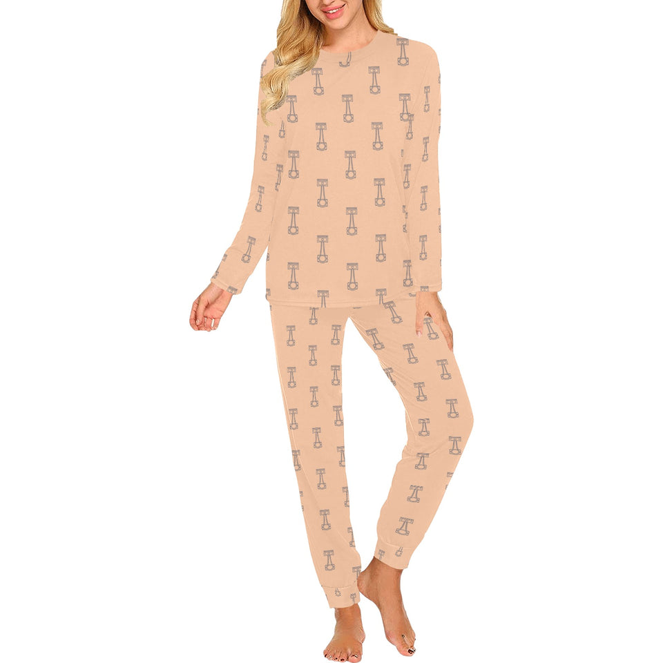 Engine Piston Cream Background Pattern Design 04 Women's All Over Print Pajama Set