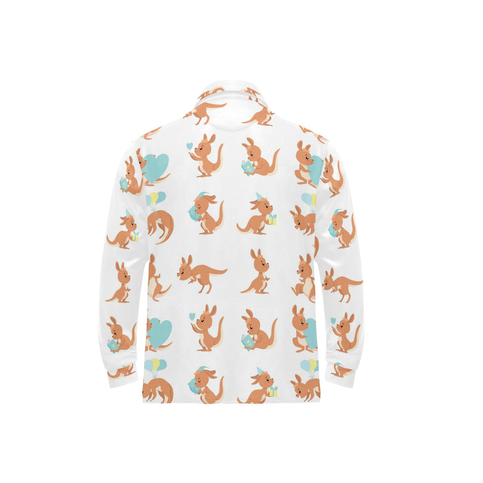 Cute Kangaroo pattern Men's Long Sleeve Polo Shirt