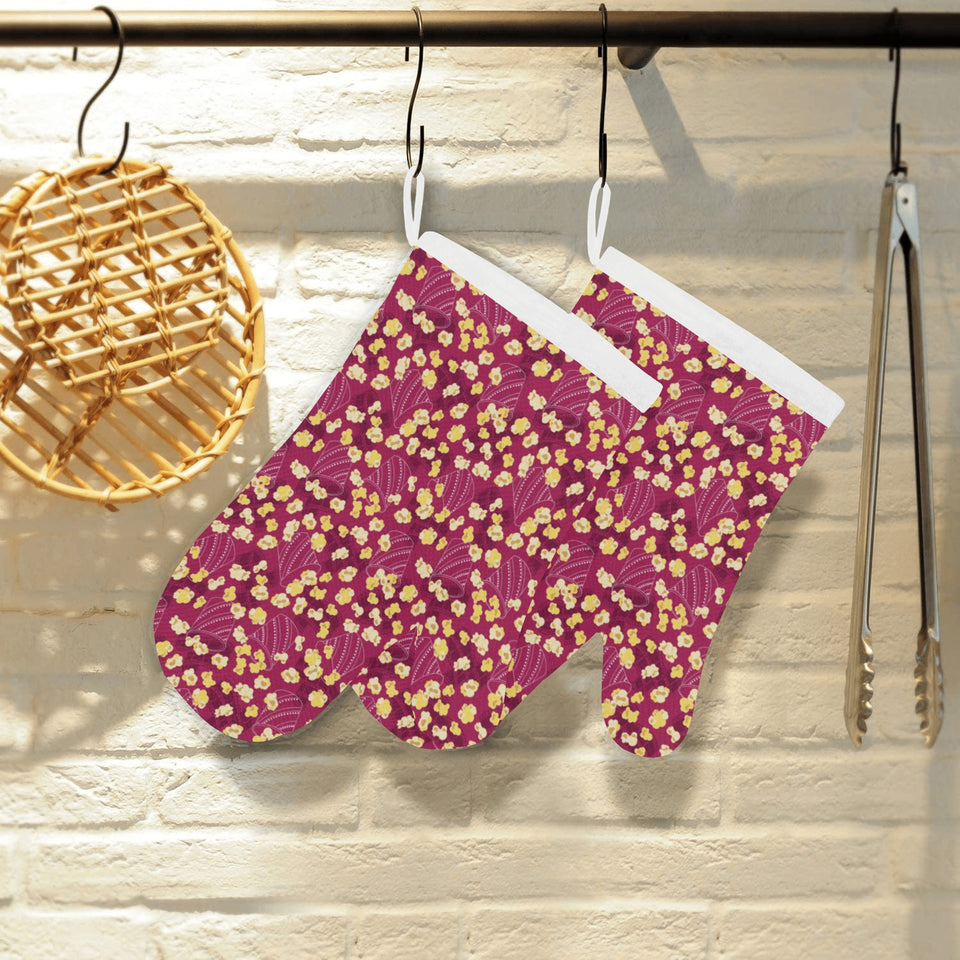 Popcorn Pattern Print Design 02 Heat Resistant Oven Mitts