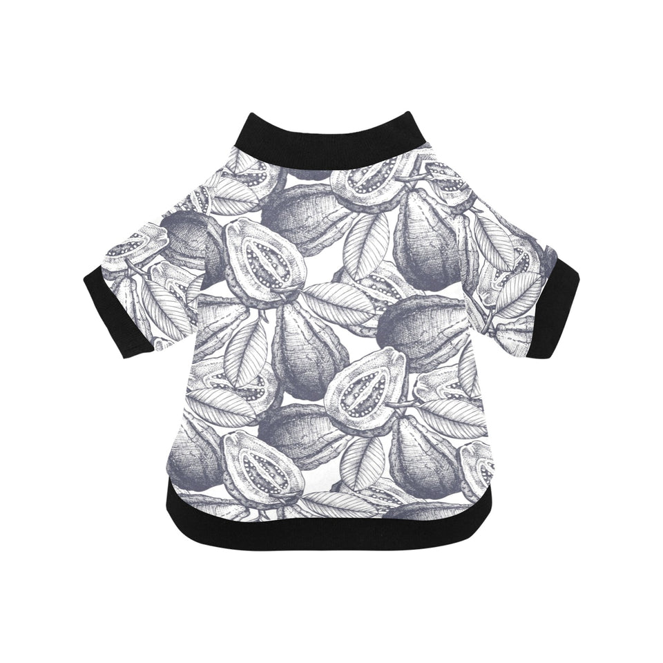 Guava tropical hand drawn pattern All Over Print Pet Dog Round Neck Fuzzy Shirt