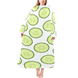 Cucumber slices pattern Blanket Robe with Sleeves