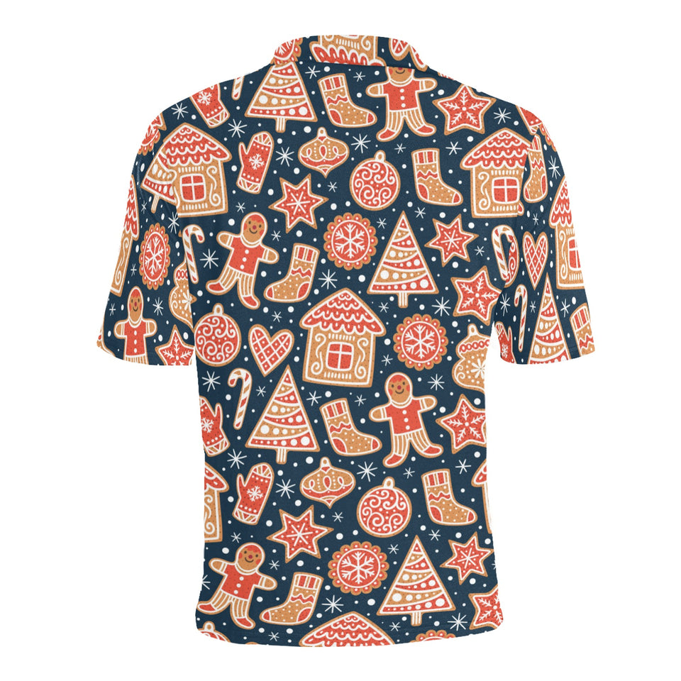 Christmas gingerbread cookie pattern Men's All Over Print Polo Shirt