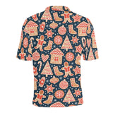 Christmas gingerbread cookie pattern Men's All Over Print Polo Shirt
