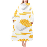 French fries white paper box pattern Blanket Robe with Sleeves