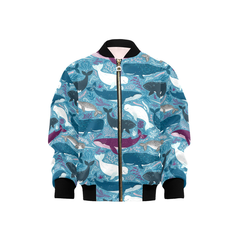 Whale design pattern Kids' Boys' Girls' Bomber Jacket