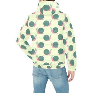 Snail Pattern Print Design 04 Men's Padded Hooded Jacket