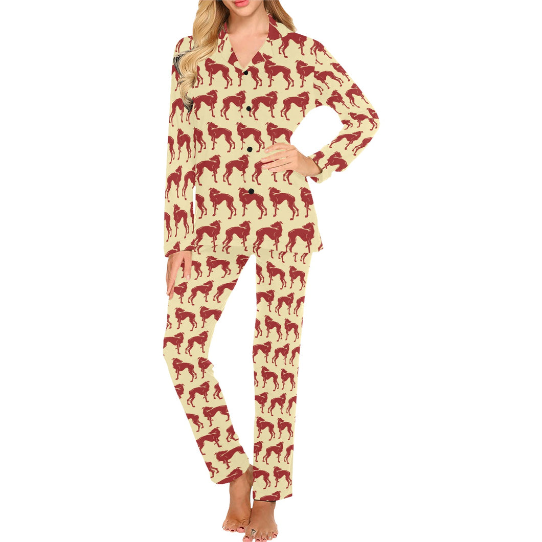 Greyhound Pattern Print Design 04 Women's Long Pajama Set