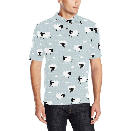 Sheep polka dot cloud pattern Men's All Over Print Polo Shirt