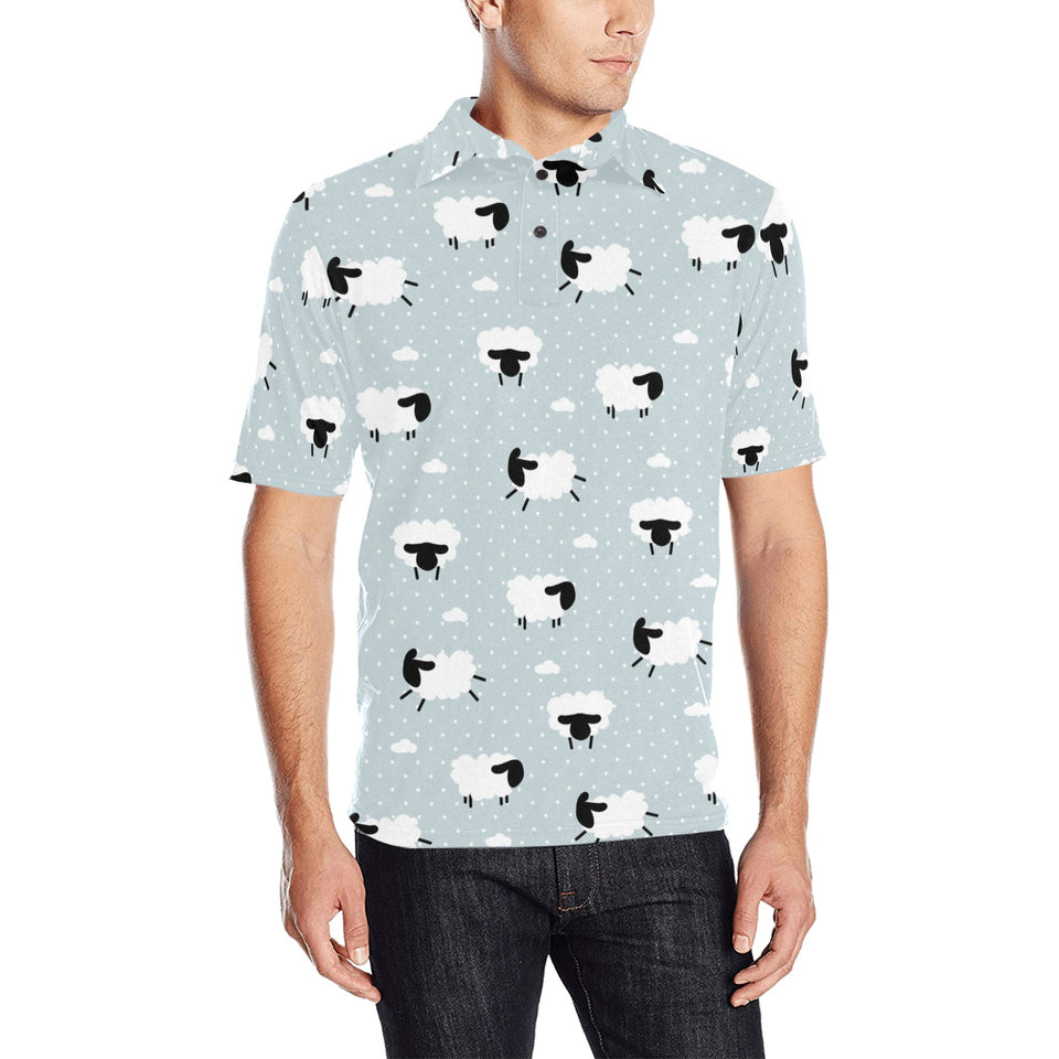 Sheep polka dot cloud pattern Men's All Over Print Polo Shirt