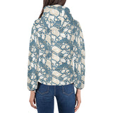 Sea turtle Polynesian Tribal design pattern Women's Padded Hooded Jacket