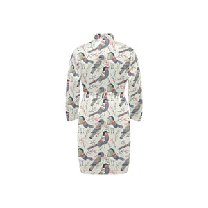 Pigeon Pattern Print Design 04 Men's Long Sleeve Belted Night Robe
