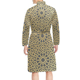 arabic star gold pattern Men's Long Sleeve Belted Night Robe