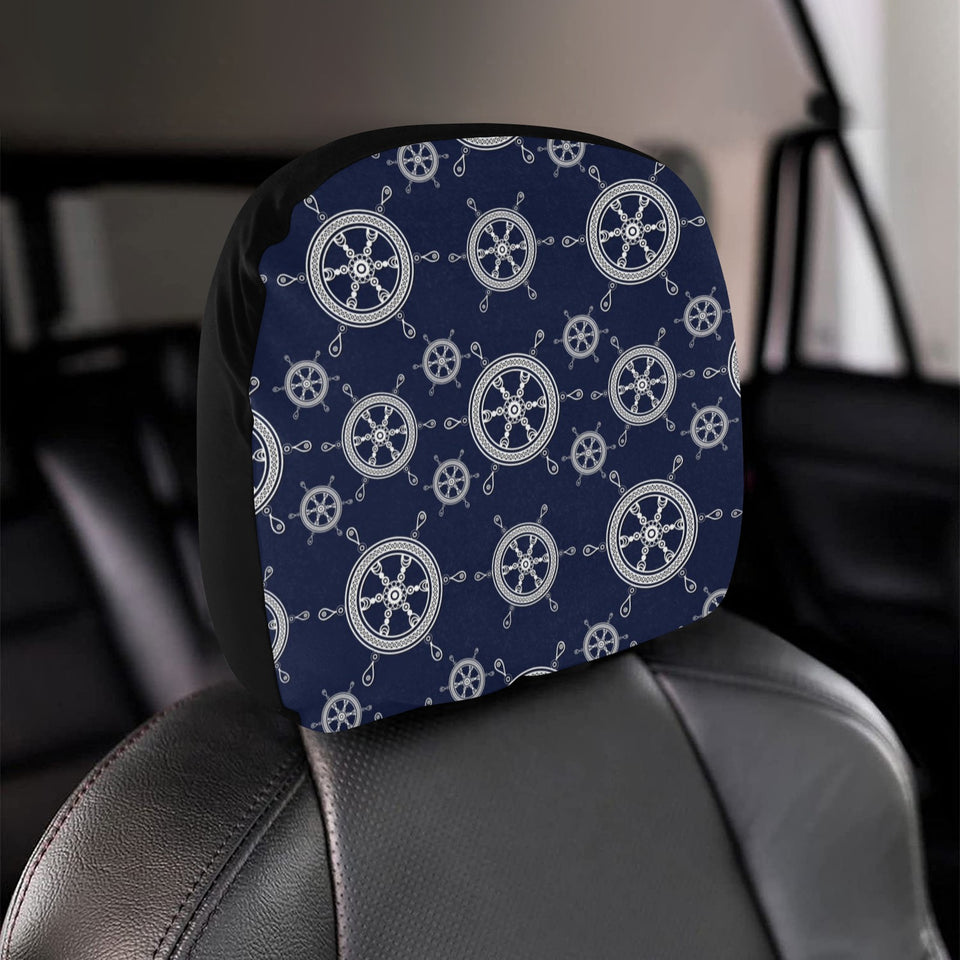 nautical steering wheel design pattern Car Headrest Cover