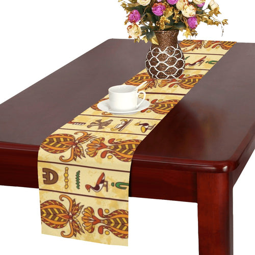 Egypt Hieroglyphics Pattern Print Design 04 Table Runner