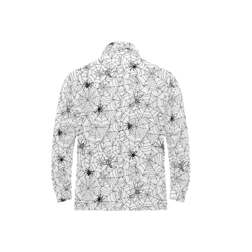 Spider web cobweb pattern Men's Long Sleeve Polo Shirt