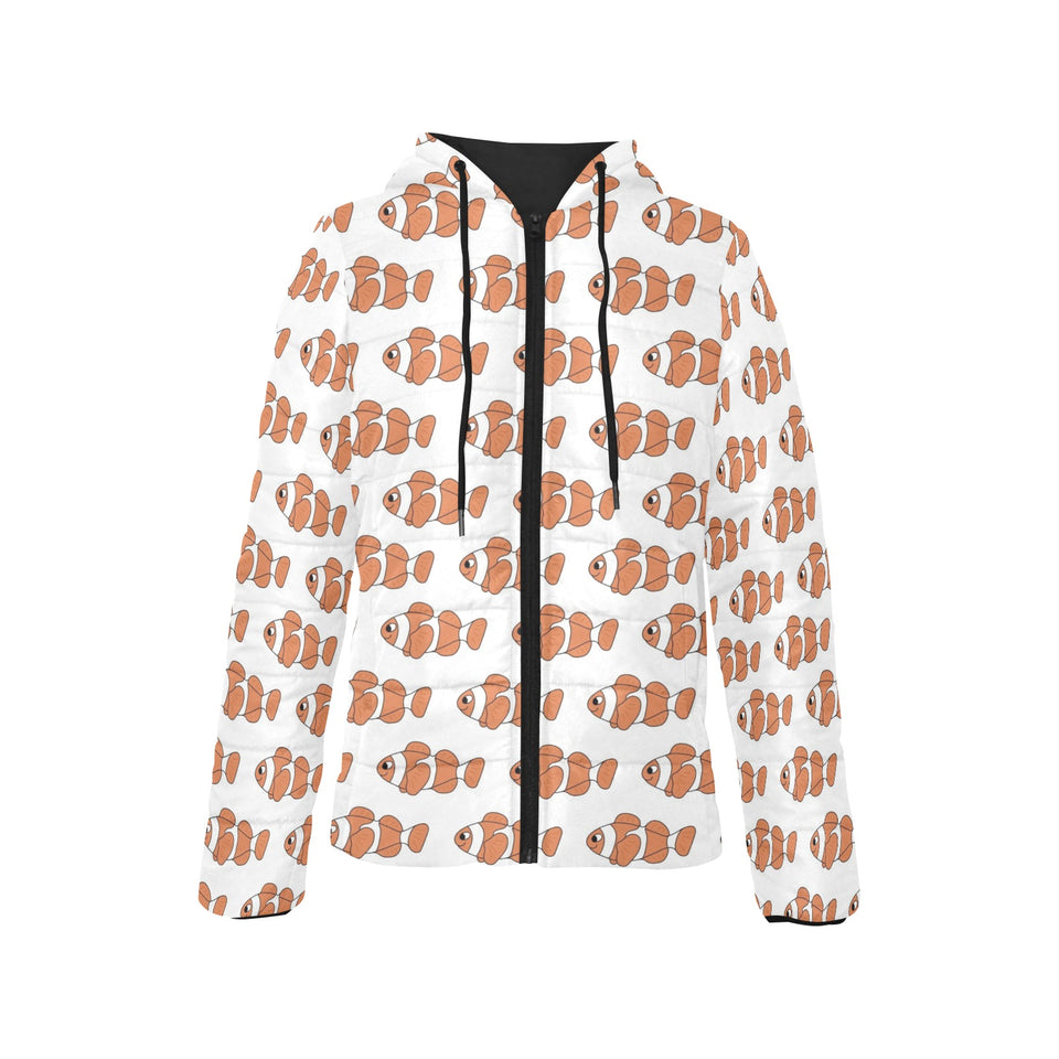 Clown Fish Pattern Print Design 04 Women's Padded Hooded Jacket