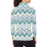 zigzag chevron paint design pattern Women's Long Sleeve Polo Shirt
