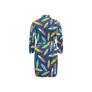 Surfboard Pattern Print Design 01 Men's Long Sleeve Belted Night Robe
