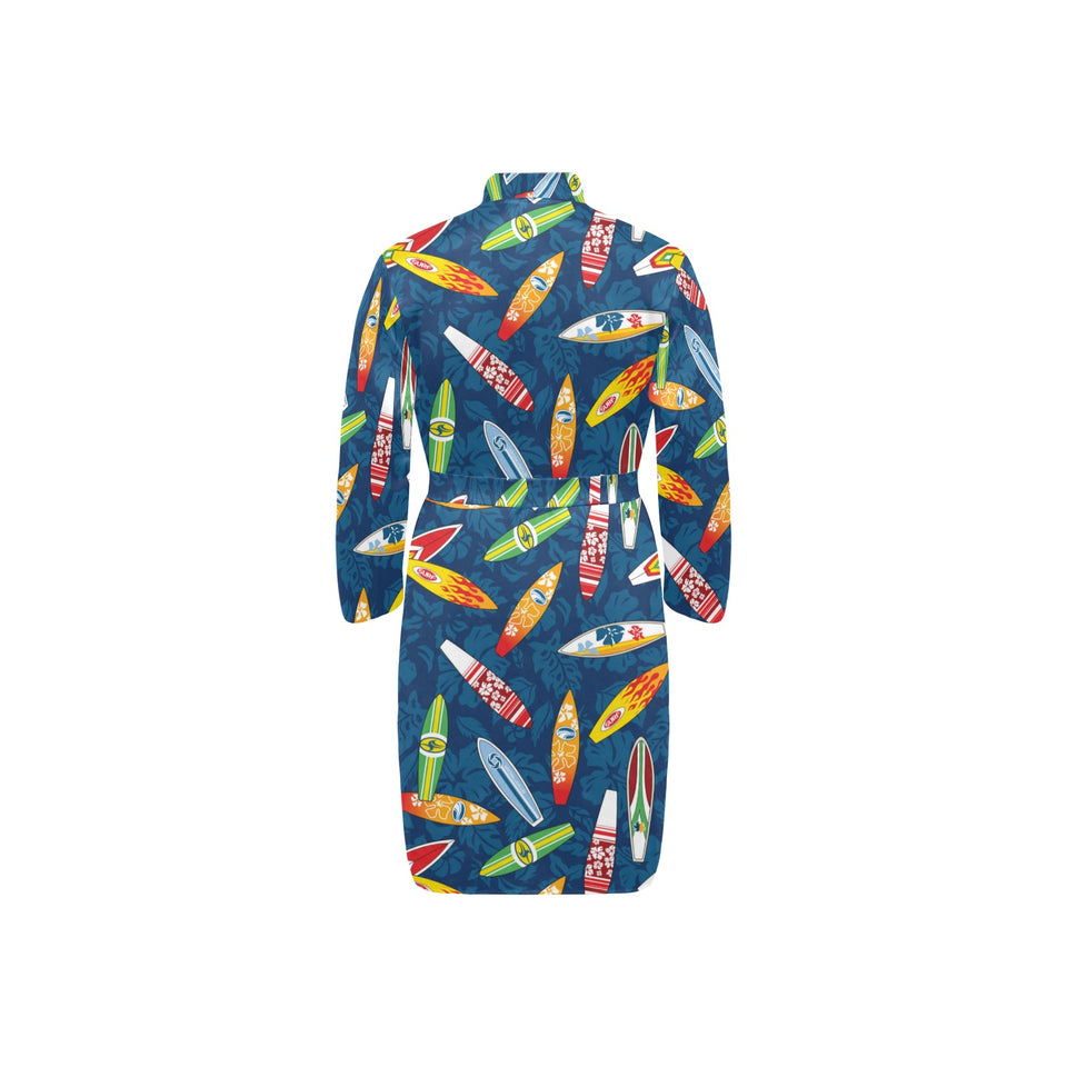 Surfboard Pattern Print Design 01 Men's Long Sleeve Belted Night Robe