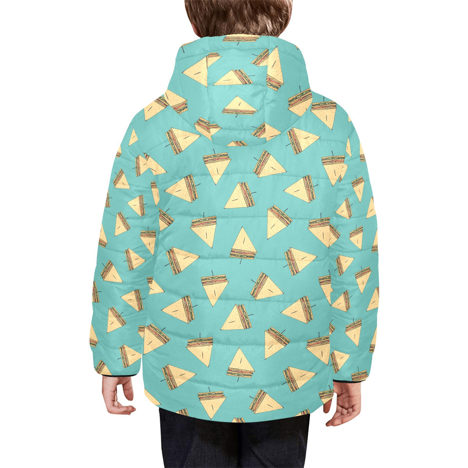 Sandwich Pattern Print Design 03 Kids' Boys' Girls' Padded Hooded Jacket