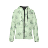 broccoli sketch pattern Women's Padded Hooded Jacket