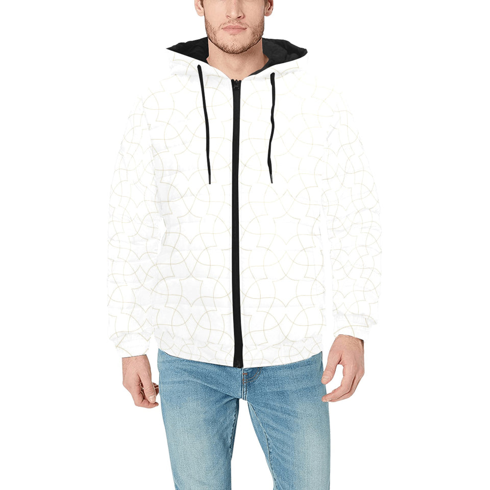 arabic white pattern Men's Padded Hooded Jacket