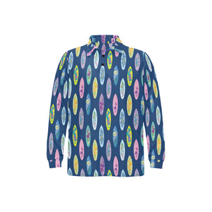 Surfboard Pattern Print Design 03 Men's Long Sleeve Polo Shirt