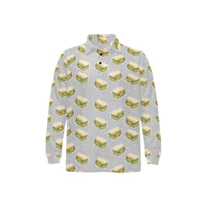 Sandwich Pattern Print Design 05 Men's Long Sleeve Polo Shirt