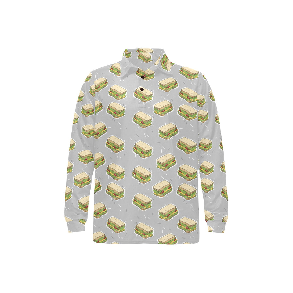 Sandwich Pattern Print Design 05 Men's Long Sleeve Polo Shirt